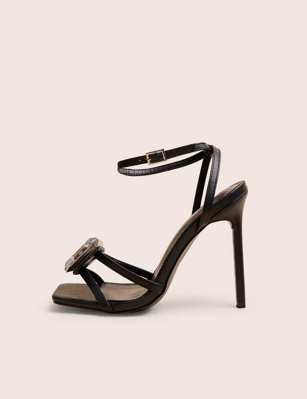 public desire Vela Black Jewel Detail High Heel