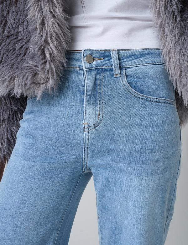 Public Desire Wide Leg High Rise Denim Jeans Blue