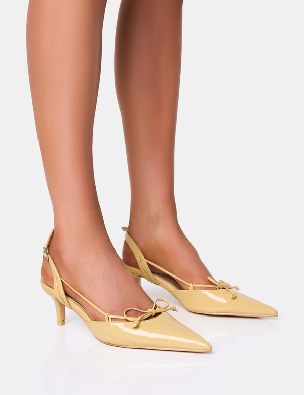 public desire Rai Custard Cream Bow Detail Slingback Court Mid Heels