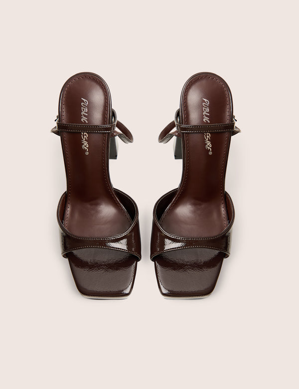 Public Desire Resist Chocolate Patent Platform High Heels