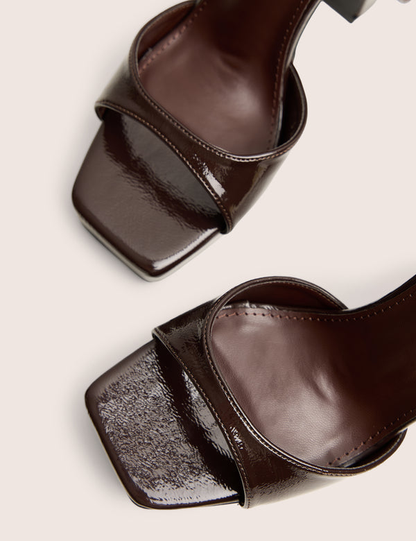 Public Desire Resist Chocolate Patent Platform High Heels