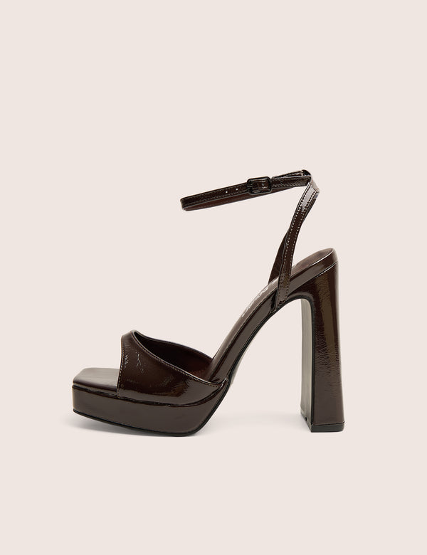 public desire Resist Chocolate Patent Platform High Heels