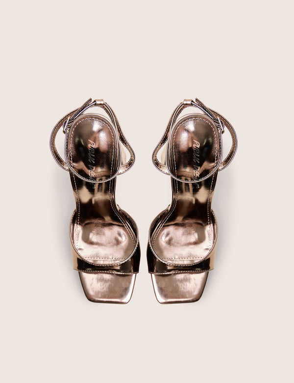 Public Desire Resist Pewter Metallic Peep Toe Barley There Platform Heels