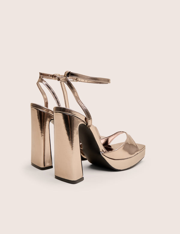 Public Desire Resist Pewter Metallic Peep Toe Barley There Platform Heels