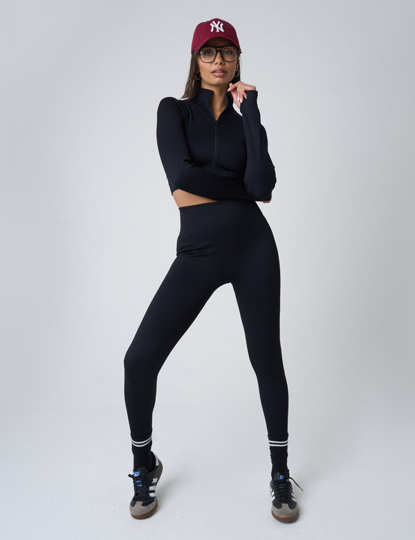 public desire Ribbed High Waisted Bum Lift Leggings Black