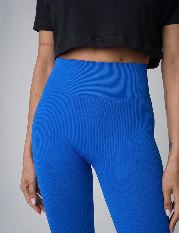 Public Desire Ribbed High Waisted Leggings Cobalt Blue