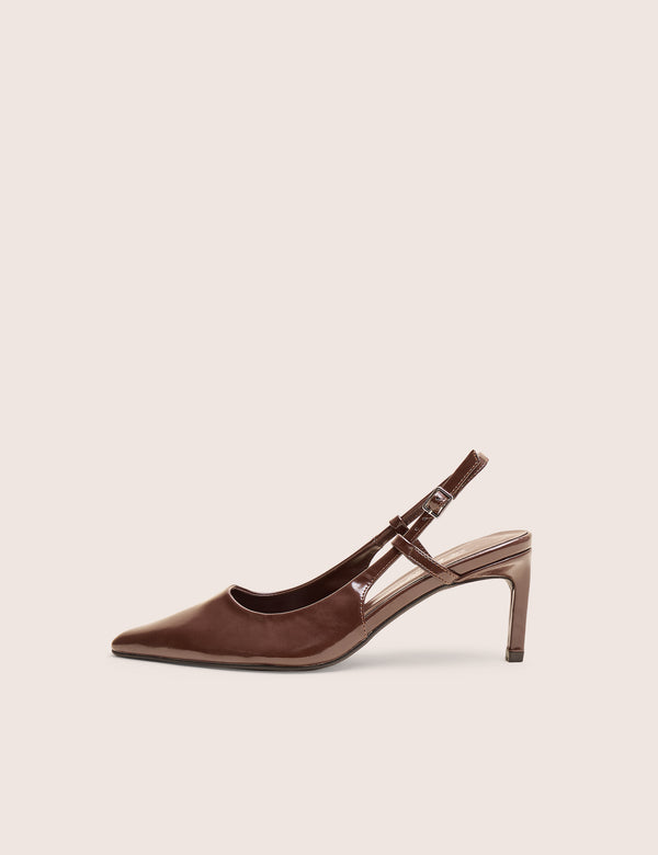 public desire Salsa Chocolate Sling Back Pointed Toe Heels