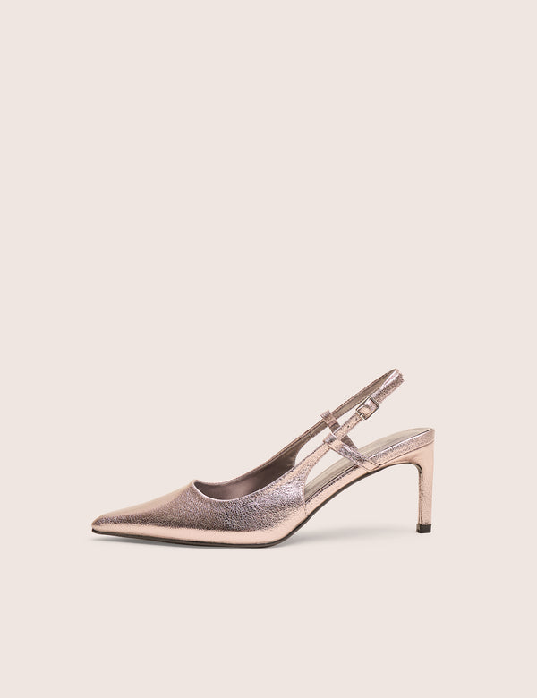 public desire Salsa Cracked Pewter Sling Back Pointed Toe Heels