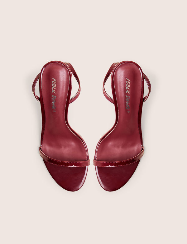 Public Desire Selene Burgundy Patent Curved Heels Barely There