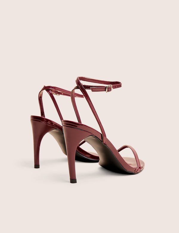 Public Desire Selene Burgundy Patent Curved Heels Barely There