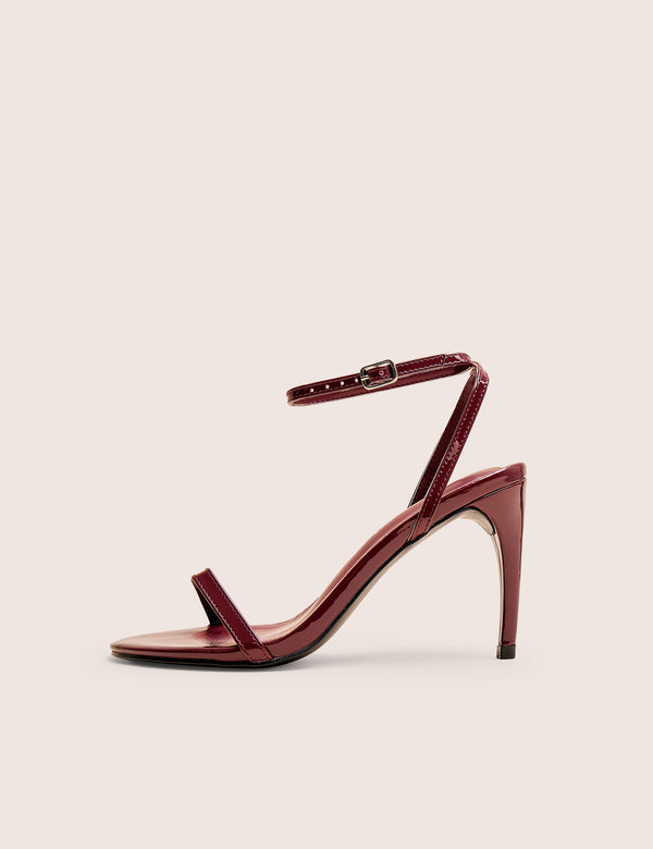 public desire Selene Burgundy Patent Curved Heels Barely There