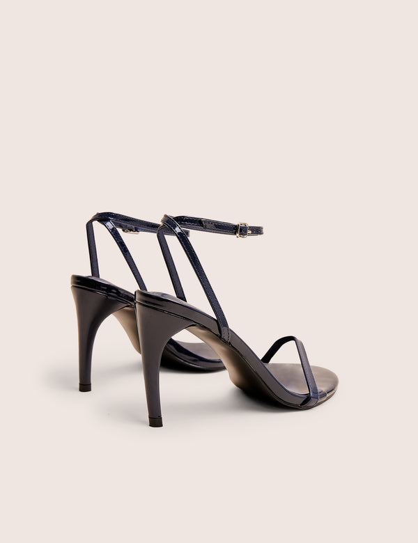 Public Desire Selene Navy Patent Curved Heels Barely There