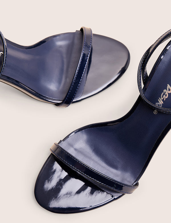 Public Desire Selene Navy Patent Curved Heels Barely There