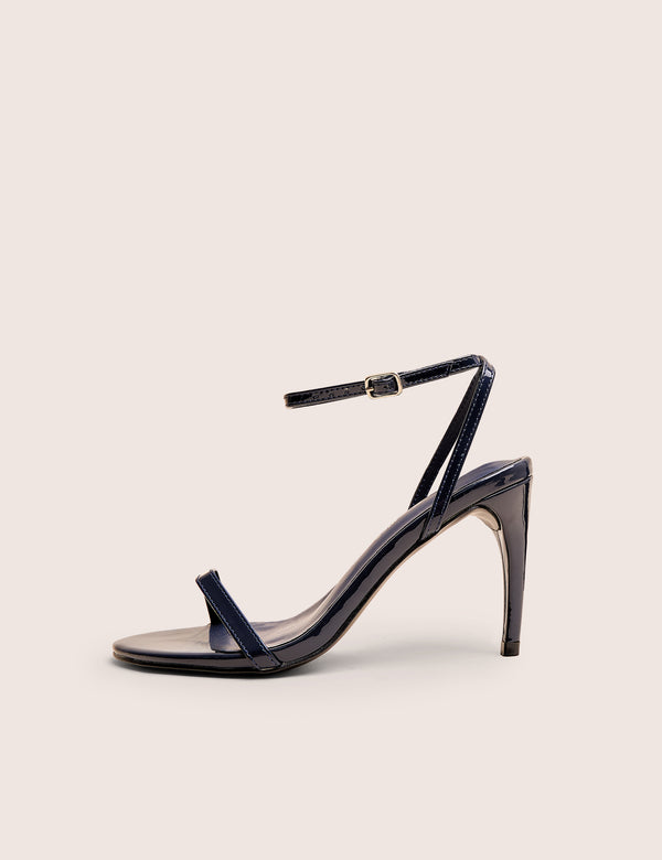 public desire Selene Navy Patent Curved Heels Barely There