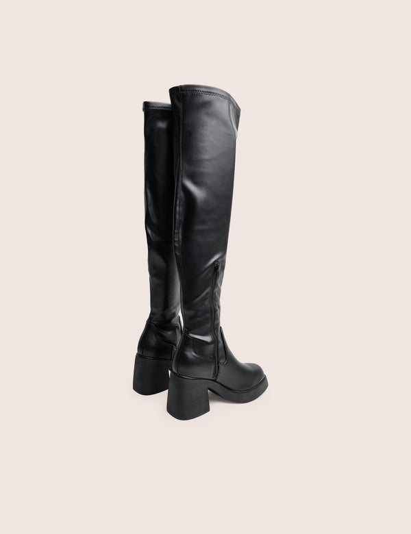 Public Desire Sensored Black Chunky Sole Sock Over The Knee Boots