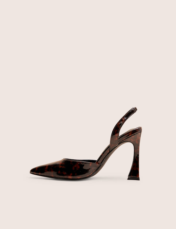 public desire Slow Burn Amber Tortoise Sling Back Court Heels