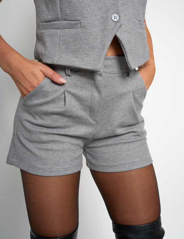 Public Desire Soft Tailored High Waisted Shorts Co Ord Grey