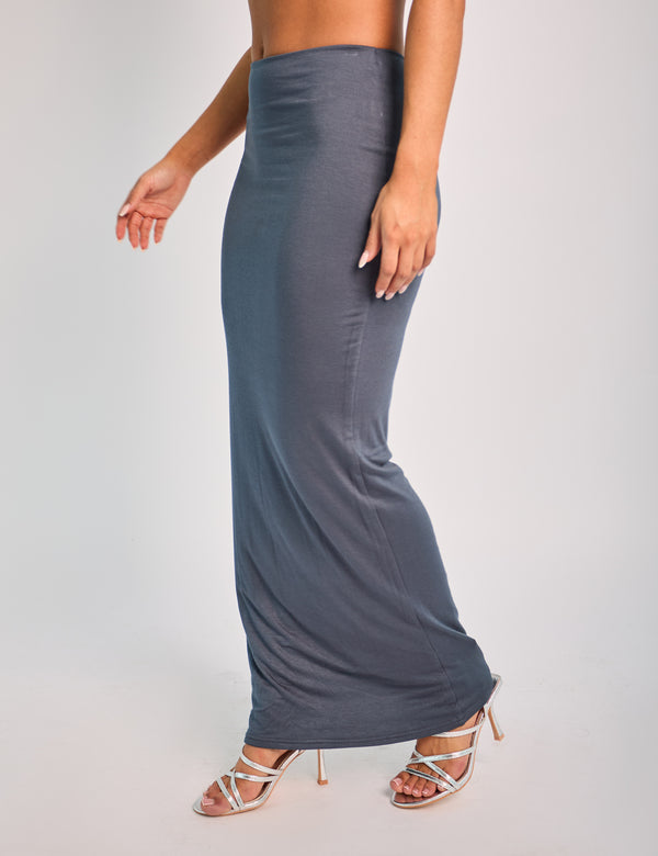 Public Desire Soft Touch Tubular Maxi Skirt Co Ord Slate