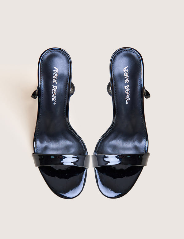 Public Desire Soho Black Patent Barely There Strappy Stiletto Heels