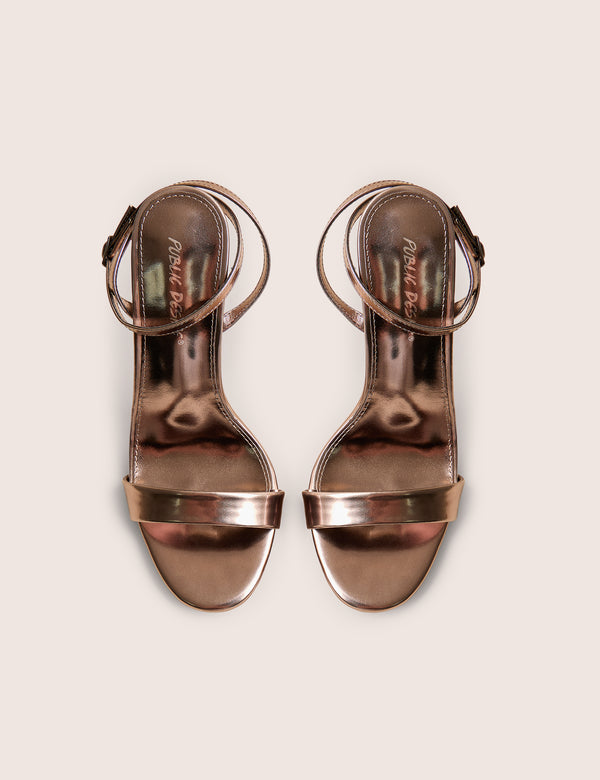 Public Desire Soho Pewter Metallic Barely There Strappy Stiletto Heels