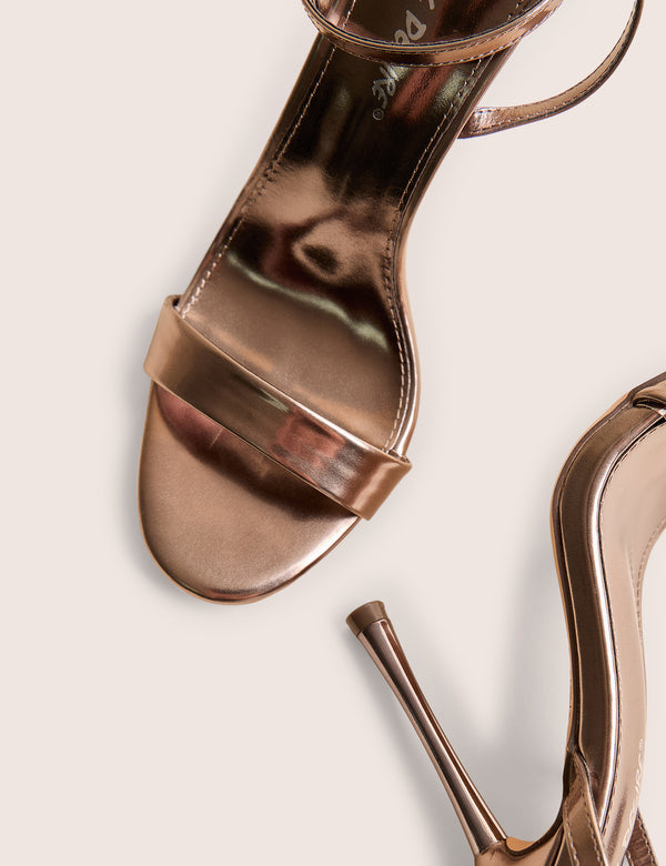 Public Desire Soho Pewter Metallic Barely There Strappy Stiletto Heels