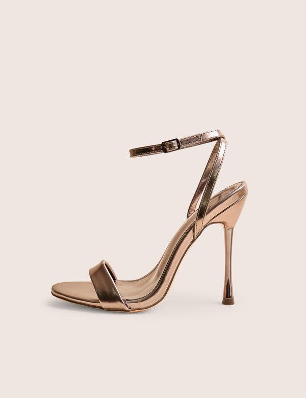 public desire Soho Pewter Metallic Barely There Strappy Stiletto Heels