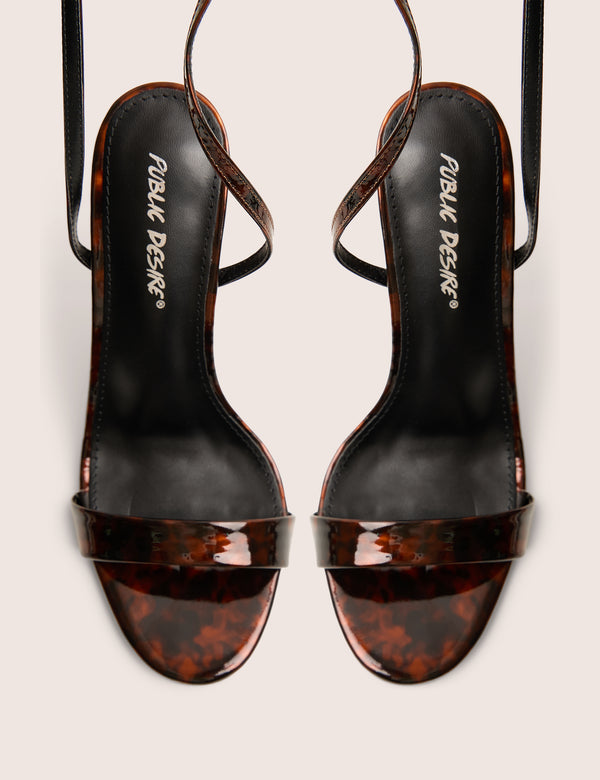 Public Desire Soho Tortoise Print Barely There Strappy Stiletto Heels