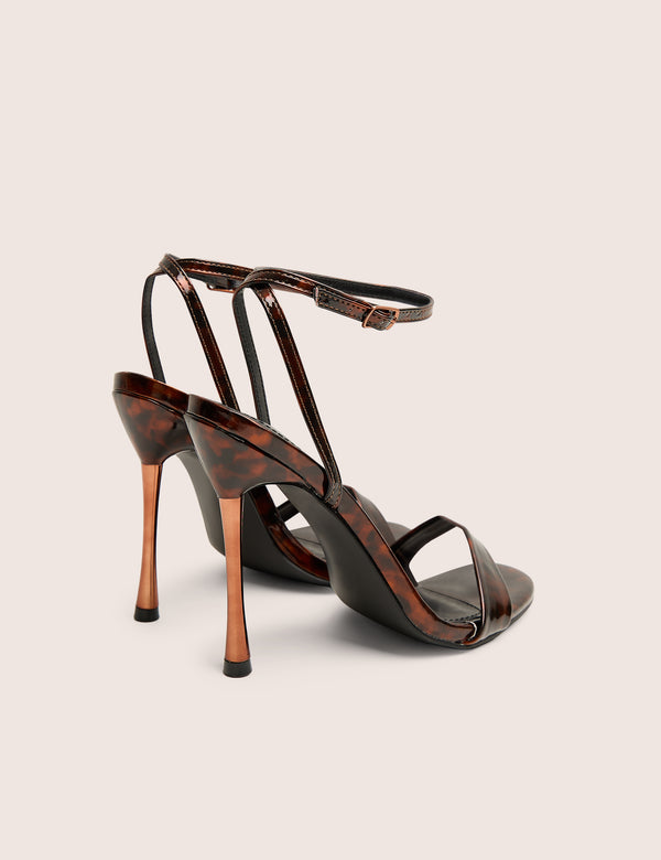 Public Desire Soho Tortoise Print Barely There Strappy Stiletto Heels