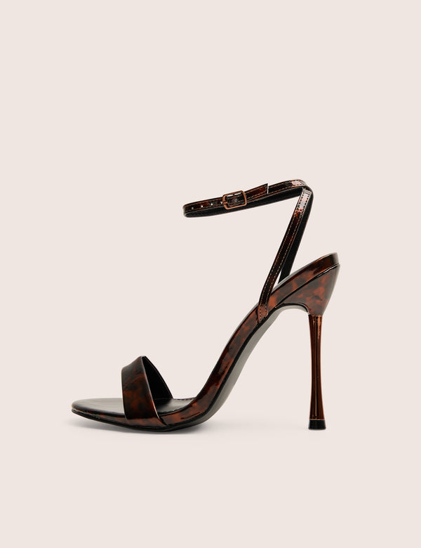 public desire Soho Tortoise Print Barely There Strappy Stiletto Heels