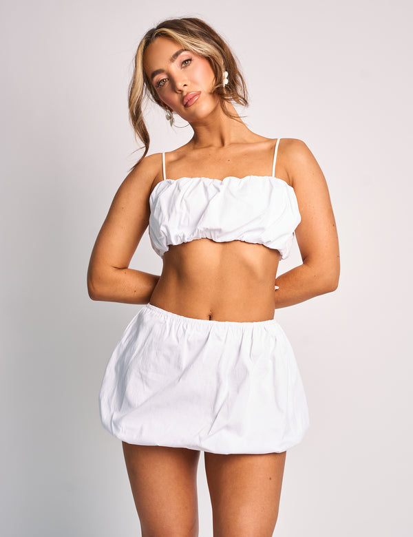 public desire Spaghetti Strap Balloon Crop Top Co Ord White
