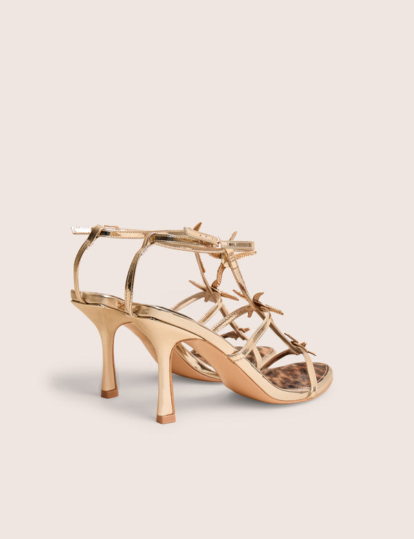 Public Desire Starburst Gold Mirror Pu Starfish Detail Leopard Stiletto High Heels