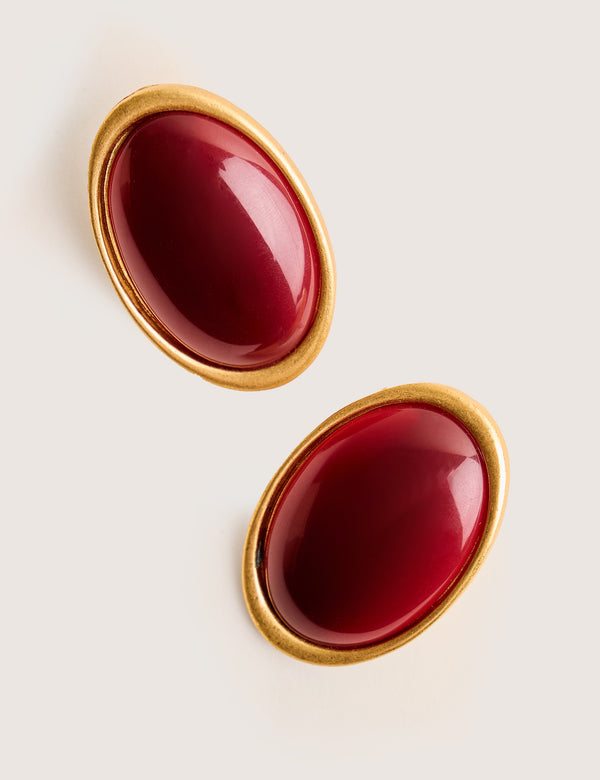 Public Desire Statement Oversized Oval Studs Burgundy