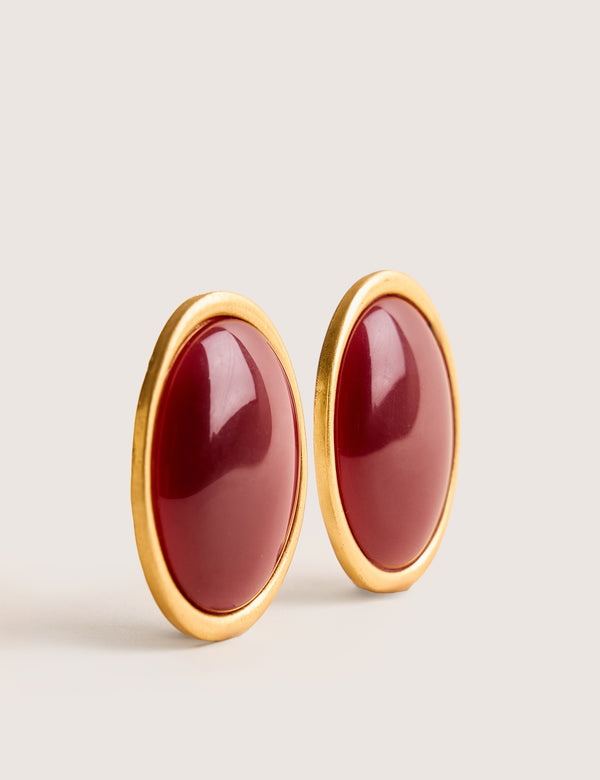 Public Desire Statement Oversized Oval Studs Burgundy