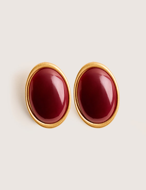 public desire Statement Oversized Oval Studs Burgundy
