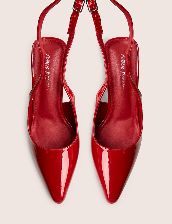 Public Desire Sweet Talk Red Ankle Strap Court Heels
