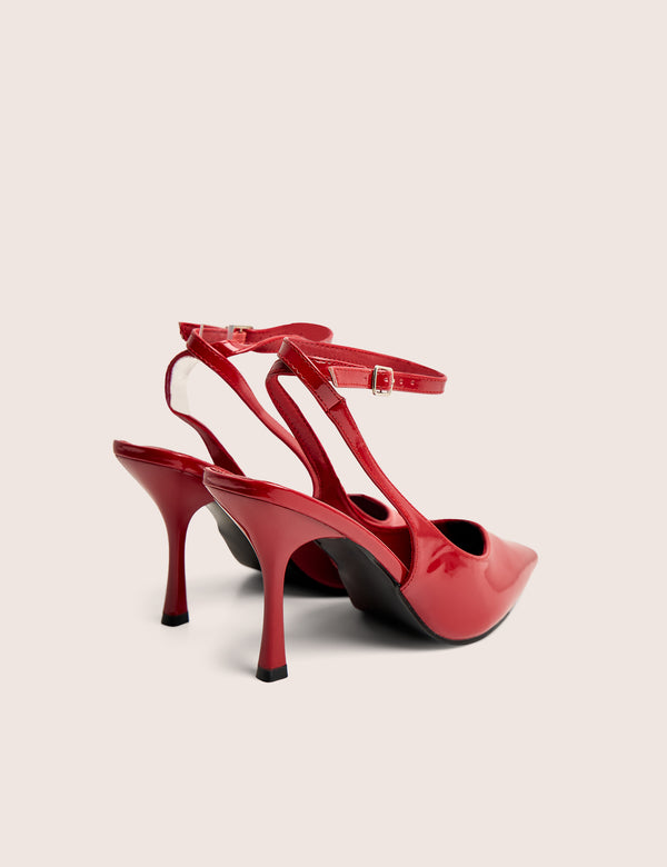 Public Desire Sweet Talk Red Ankle Strap Court Heels