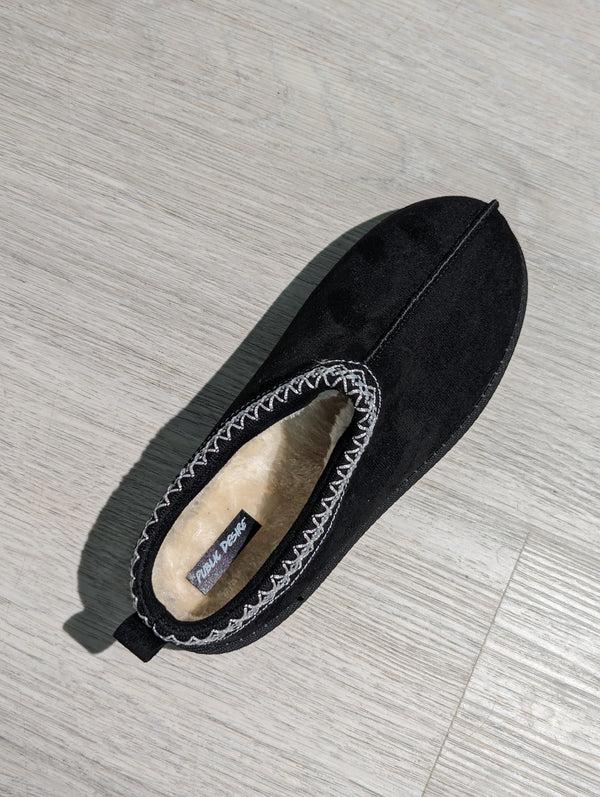 Public Desire Tamsin Black Faux Suede Embroidered Slipper Boots
