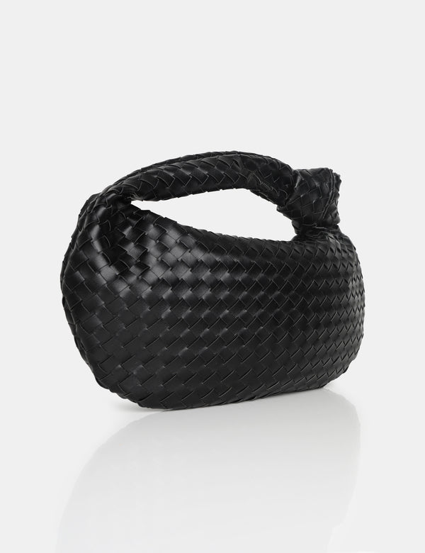 Public Desire The Blame Black Woven PU Knot Detail Mini Grab Bag