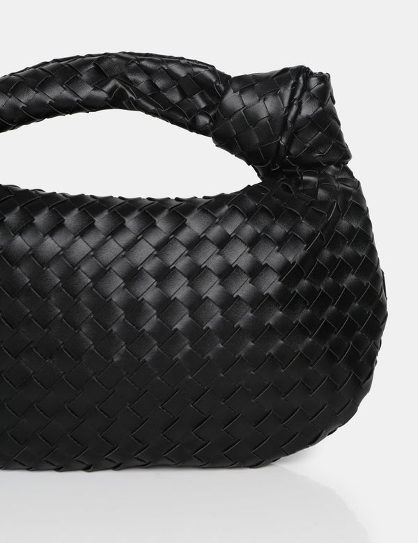 Public Desire The Blame Black Woven PU Knot Detail Mini Grab Bag