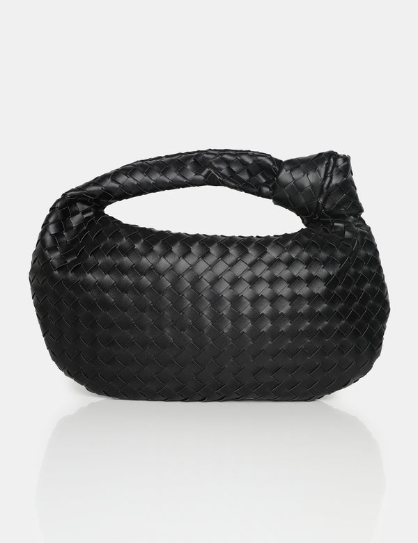 public desire The Blame Black Woven PU Knot Detail Mini Grab Bag