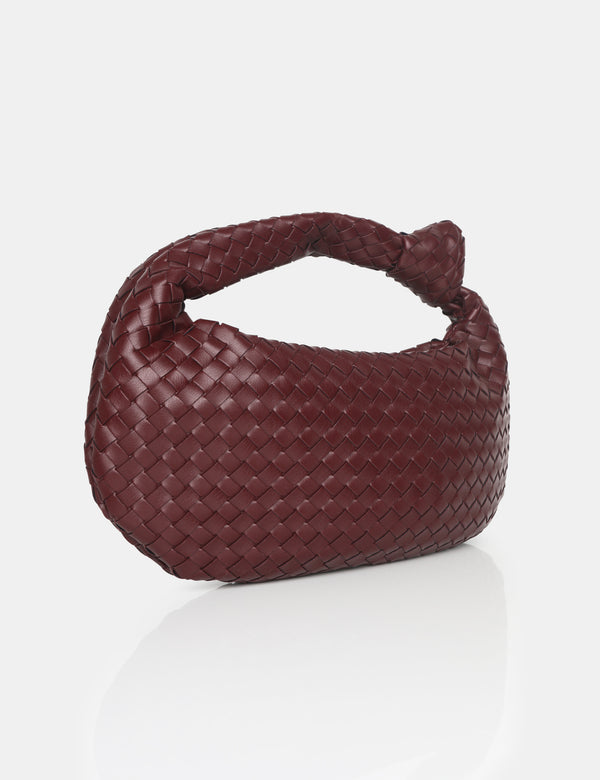 Public Desire The Blame Burgundy Woven PU Knot Detail Mini Grab Bag
