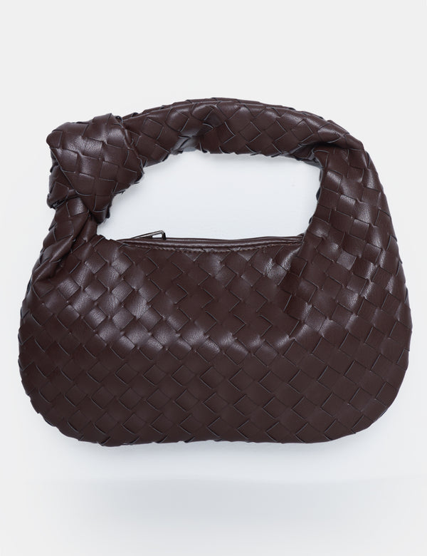public desire The Blame Chocolate Woven Pu Knot Detail Mini Pu Bag