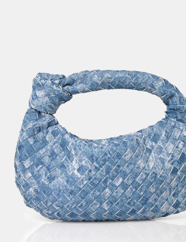 Public Desire The Blame Denim Woven PU Knot Detail Mini Grab Bag