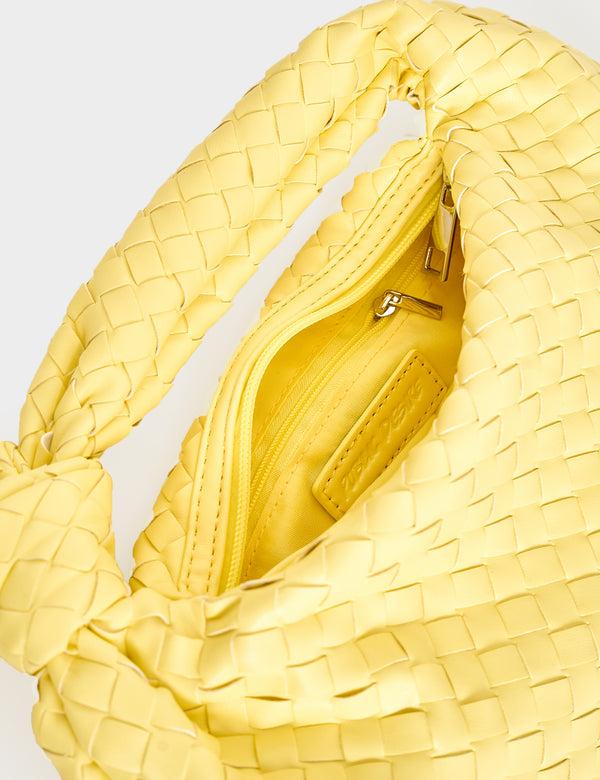 Public Desire The Blame Lemon Woven Pu Knot Detail Mini Pu Bag