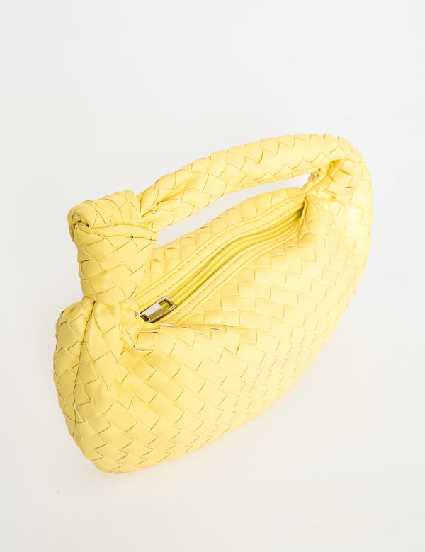 Public Desire The Blame Lemon Woven Pu Knot Detail Mini Pu Bag