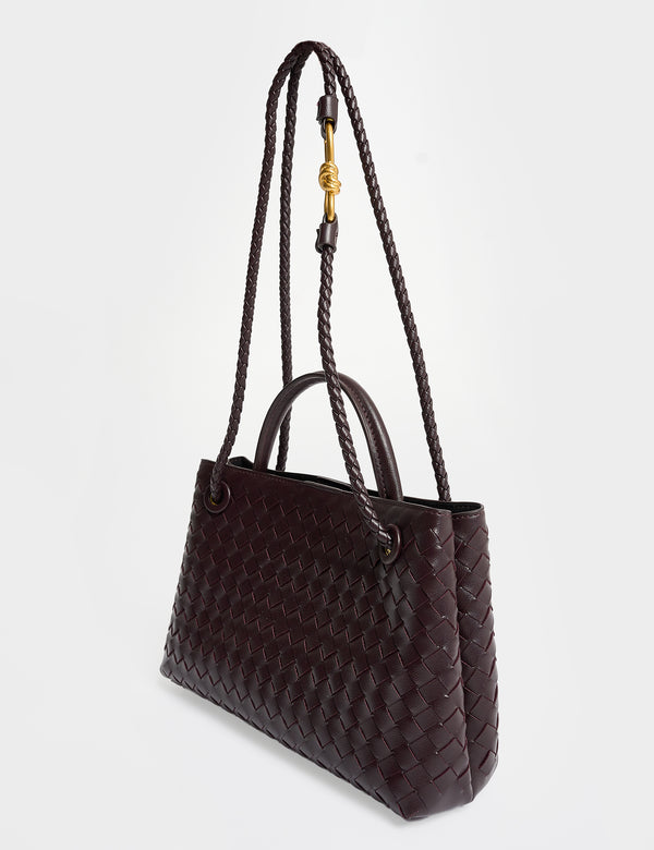 Public Desire The Demi Chocolate Brown Weave Mini Tote Bag