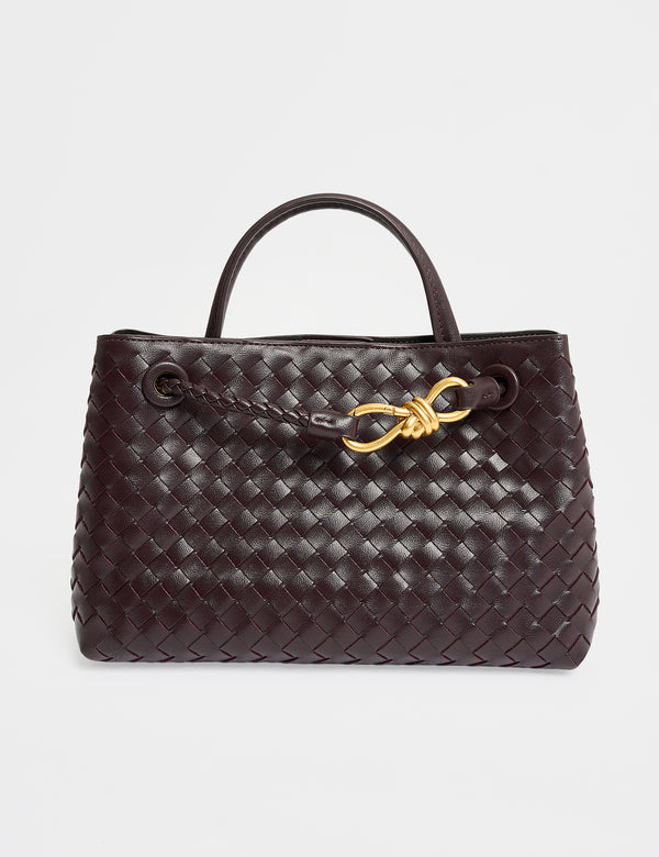 public desire The Demi Chocolate Brown Weave Mini Tote Bag