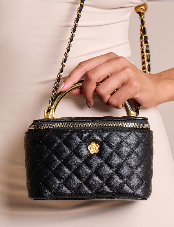 Public Desire The Florence Top Handle Quilted Vanity Bag Black