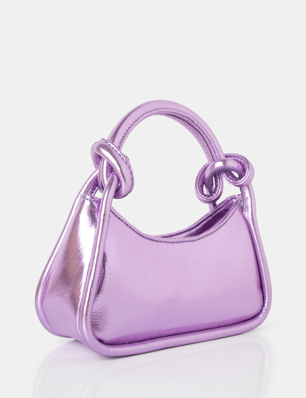 Public Desire The Knot Metallic Purple Pu Knotted Top Handle Grab Bag