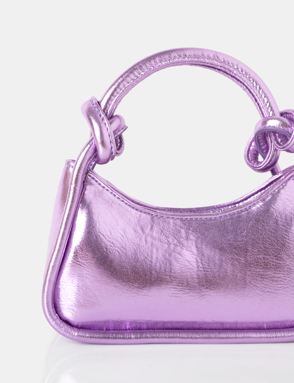 Public Desire The Knot Metallic Purple Pu Knotted Top Handle Grab Bag